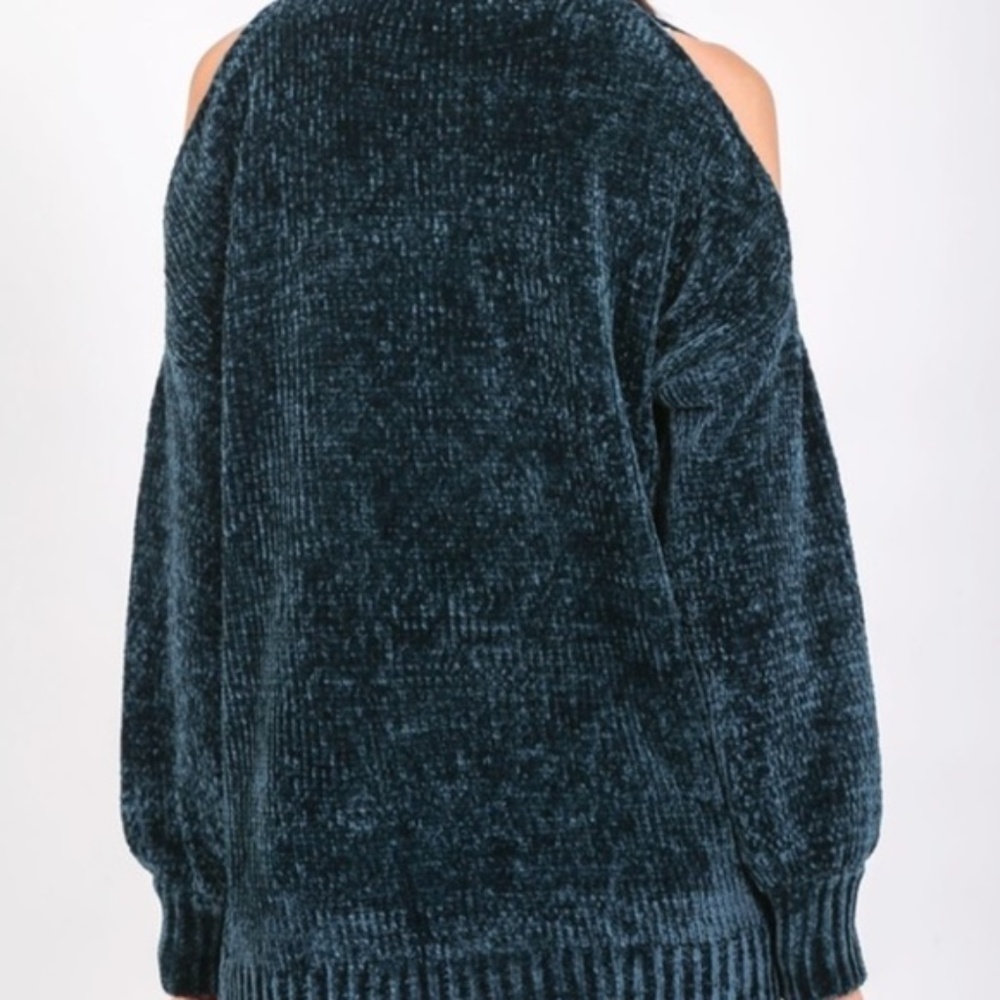 LIZI Chenille Cold Shoulder Sweater - Picture 2 of 3